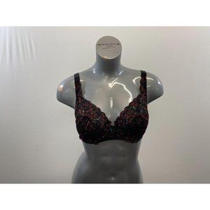 Roselle Women's Black and Red Lacey Bra Size 38C